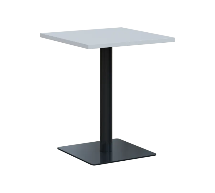 SQT 450 - 1 stůl hranlatý, deska 600x600 mm, síla 25 mm, trubková noha černá, bílá